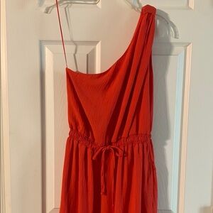 Chic One-Shoulder Orange Dress
